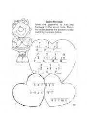 English Worksheet: message with numbers