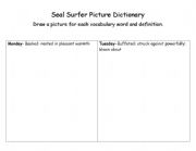 English worksheet: Seal Surfer Picture Dictionary