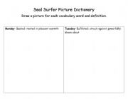 English Worksheet: Seal Surfer Picture Dictionary