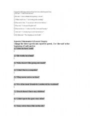 English Worksheet: reported speech
