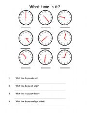 English Worksheet: What time is it?