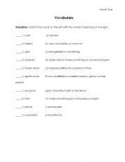 English Worksheet: Mardi Gras Vocabulary