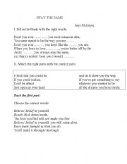 English worksheet: the song stay the same