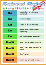 Editable school rules for School Open day