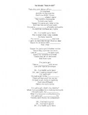 English Worksheet: Lyrics to 