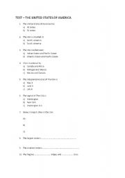 English worksheet: TEST ABOUT USA