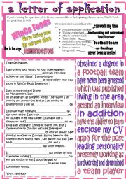 English Worksheet: a letter of application