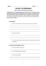 English Worksheet: THE RENAISSANCE