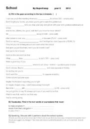 English Worksheet: Song: School by Sumpertramp