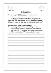 essay writing - ESL worksheet by laila201