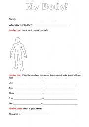 English worksheet: My body worksheet