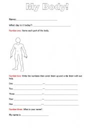English Worksheet: My body worksheet