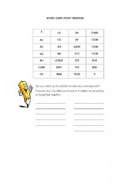 English worksheet: Word Chop - Story Writing Words