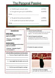 English Worksheet: Personal Passive - inductive and thematic approach (fully editable)