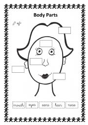 English worksheets: parts of face