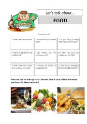 English Worksheet: Lets talk about FOOD - conversation cards