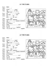 English Worksheet: AT THE PARK 