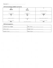 English Worksheet: Test numbers 1 to10