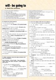 English Worksheet: WILL - BE GOING TO (+ KEY)