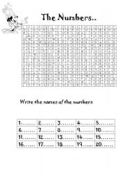 English Worksheet: numbers