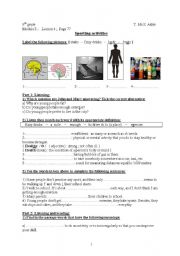 English Worksheet: Lesson 4, Module 3,  8thgr. Sporting Activities