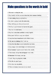 English Worksheet: QUESTIONS