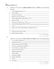English Worksheet: FCE Phrasal Verbs Test 