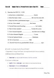 English worksheet: Present Perfect Tense