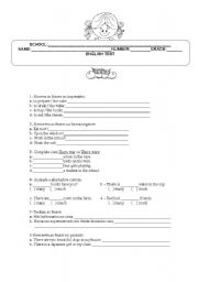 English Worksheet: English test 6th grade