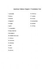 English Worksheet: American Nations