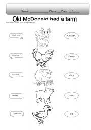 English Worksheet: sounds of animals Old mcdonald
