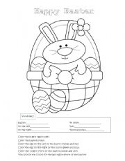 English Worksheet: Easter Bunny Coloring