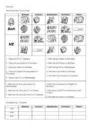 English Worksheet: Subjects and days of the week