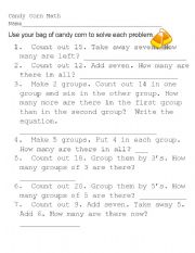English Worksheet: Candy Corn Math