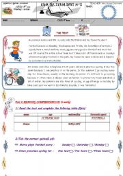 English Worksheet: Full term test  N2 (Tunisian curricular)