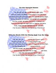 English worksheet: Star Spangled Banner