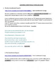 English Worksheet: Conditionals through songs (Type 0,1,2) 