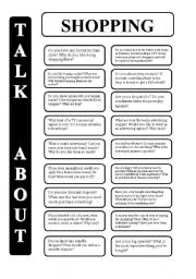 English Worksheet: Shopping - 18 conversation cards - upper-intermediate level (editable)