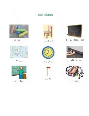 English worksheet: things in classroom
