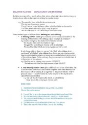 English Worksheet: RELATIVE CLAUSES EXERCISES