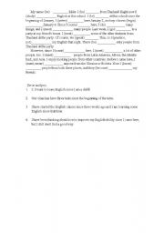 English Worksheet: Cloze test