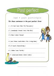 English worksheet: past perfect