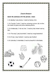 English Worksheet: Sports equipment