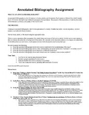 English Worksheet: Annotated Bibliography