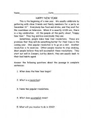 English Worksheet: happy new year