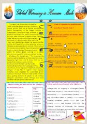 English Worksheet: global warming is human made