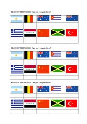 English Worksheet: flags of the world