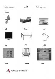 English Worksheet: Furniture and equipments