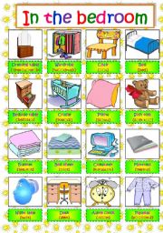 English Worksheet: IN THE BEDROOM - Pictionary