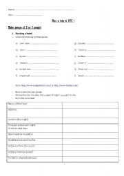English Worksheet: Book a hotel webquest